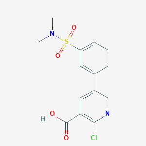 molecular formula C14H13ClN2O4S B6394899 2-Chloro-5-(3-N,N-dimethylsulfamoylphenyl)nicotinic acid CAS No. 1261900-51-9