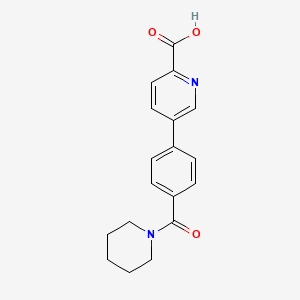 molecular formula C18H18N2O3 B6395002 5-[4-(Piperidine-1-carbonyl)phenyl]picolinic acid CAS No. 1261960-61-5