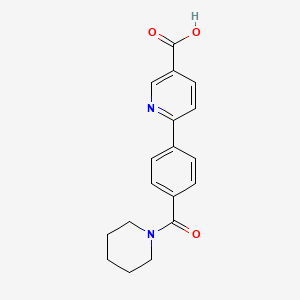 molecular formula C18H18N2O3 B6395010 6-[4-(Piperidine-1-carbonyl)phenyl]nicotinic acid, 95% CAS No. 1261960-60-4