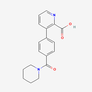 molecular formula C18H18N2O3 B6395030 3-[4-(Piperidine-1-carbonyl)phenyl]picolinic acid CAS No. 1261968-72-2