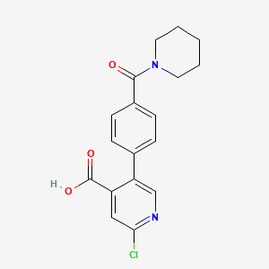 molecular formula C18H17ClN2O3 B6395050 2-Chloro-5-[4-(piperidine-1-carbonyl)phenyl]isonicotinic acid, 95% CAS No. 1261923-26-5