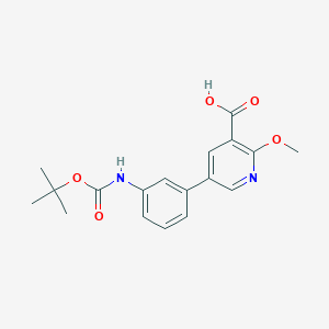 molecular formula C18H20N2O5 B6395126 5-(3-Boc-aminophenyl)-2-methoxynicotinic acid CAS No. 1261967-97-8