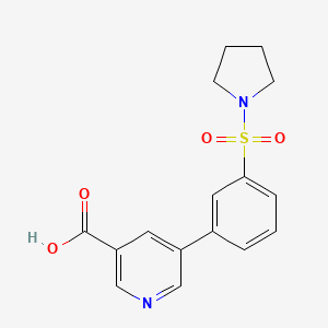 molecular formula C16H16N2O4S B6395176 5-(3-(Pyrrolidin-1-ylsulfonyl)phenyl)nicotinic acid CAS No. 1262010-20-7