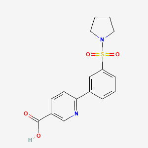 molecular formula C16H16N2O4S B6395190 6-(3-(Pyrrolidin-1-ylsulfonyl)phenyl)nicotinic acid CAS No. 1261977-87-0