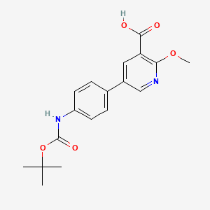 molecular formula C18H20N2O5 B6395191 5-(4-Boc-aminophenyl)-2-methoxynicotinic acid CAS No. 1261923-73-2