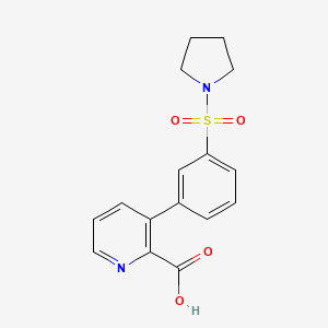 molecular formula C16H16N2O4S B6395205 3-[3-(Pyrrolidinylsulfonyl)phenyl]picolinic acid CAS No. 1261892-54-9