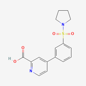 molecular formula C16H16N2O4S B6395216 4-[3-(Pyrrolidinylsulfonyl)phenyl]picolinic acid CAS No. 1261923-96-9