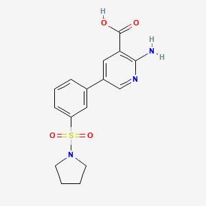 2-Amino-5-(3-(pyrrolidin-1-ylsulfonyl)phenyl)nicotinic acid