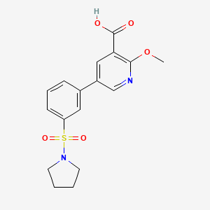 molecular formula C17H18N2O5S B6395235 2-Methoxy-5-(3-(pyrrolidin-1-ylsulfonyl)phenyl)nicotinic acid CAS No. 1261924-10-0