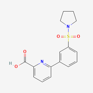 molecular formula C16H16N2O4S B6395242 6-[3-(Pyrrolidinylsulfonyl)phenyl]picolinic acid CAS No. 1261977-97-2