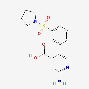 2-Amino-5-(3-(pyrrolidin-1-ylsulfonyl)phenyl)isonicotinic acid