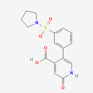 molecular formula C16H16N2O5S B6395248 2-Hydroxy-5-(3-(pyrrolidin-1-ylsulfonyl)phenyl)isonicotinic acid CAS No. 1261951-93-2