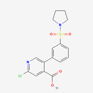 2-Chloro-5-(3-(pyrrolidin-1-ylsulfonyl)phenyl)isonicotinic acid