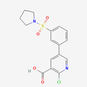 2-Chloro-5-(3-(pyrrolidin-1-ylsulfonyl)phenyl)nicotinic acid