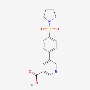 molecular formula C16H16N2O4S B6395260 5-(4-(Pyrrolidin-1-ylsulfonyl)phenyl)nicotinic acid CAS No. 1261908-51-3