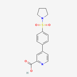 molecular formula C16H16N2O4S B6395270 4-(4-(Pyrrolidin-1-ylsulfonyl)phenyl)picolinic acid CAS No. 1261937-58-9