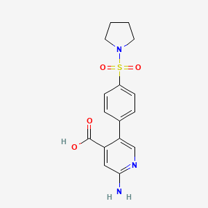 molecular formula C16H17N3O4S B6395277 2-Amino-5-(4-(pyrrolidin-1-ylsulfonyl)phenyl)isonicotinic acid CAS No. 1261913-48-7