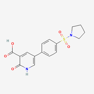 molecular formula C16H16N2O5S B6395284 2-Hydroxy-5-(4-(pyrrolidin-1-ylsulfonyl)phenyl)nicotinic acid CAS No. 1262004-71-6