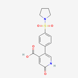 molecular formula C16H16N2O5S B6395295 2-Hydroxy-5-[4-(pyrrolidinylsulfonyl)phenyl]isonicotinic acid CAS No. 1261924-30-4