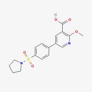 2-Methoxy-5-(4-(pyrrolidin-1-ylsulfonyl)phenyl)nicotinic acid