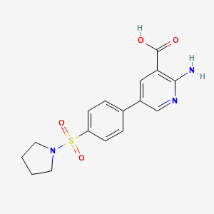 2-Amino-5-(4-(pyrrolidin-1-ylsulfonyl)phenyl)nicotinic acid