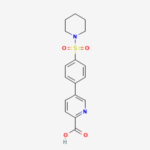 molecular formula C17H18N2O4S B6395495 5-[4-(Piperidin-1-ylsulfonyl)phenyl]picolinic acid CAS No. 1261968-95-9