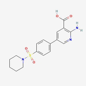 molecular formula C17H19N3O4S B6395507 2-Amino-5-[4-(piperidin-1-ylsulfonyl)phenyl]nicotinic acid CAS No. 1261927-96-1