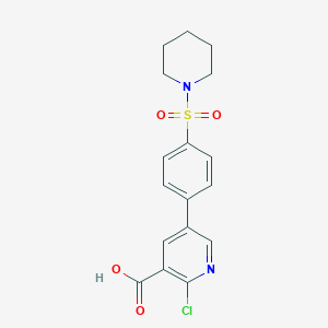 molecular formula C17H17ClN2O4S B6395533 2-Chloro-5-[4-(piperidin-1-ylsulfonyl)phenyl]nicotinic acid CAS No. 1261968-98-2