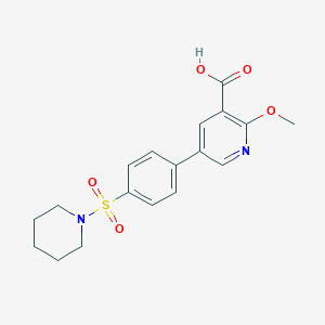 molecular formula C18H20N2O5S B6395537 2-Methoxy-5-[4-(piperidin-1-ylsulfonyl)phenyl]nicotinic acid CAS No. 1261952-46-8