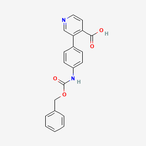 molecular formula C20H16N2O4 B6395555 3-(4-Cbz-Aminopheny)isonicotinic acid, 95% CAS No. 1261925-11-4