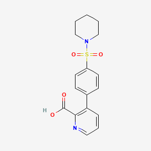 molecular formula C17H18N2O4S B6395559 3-[4-(Piperidin-1-ylsulfonyl)phenyl]picolinic acid CAS No. 1261974-68-8