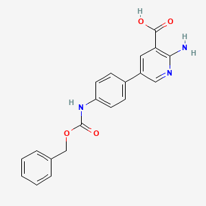 molecular formula C20H17N3O4 B6395583 2-Amino-5-(4-Cbz-aminopheny)nicotinic acid, 95% CAS No. 1261990-14-0