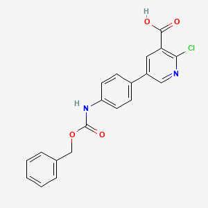 molecular formula C20H15ClN2O4 B6395613 2-chloro-5-[4-(phenylmethoxycarbonylamino)phenyl]pyridine-3-carboxylic acid CAS No. 1261990-17-3