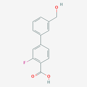 molecular formula C14H11FO3 B6397689 2-Fluoro-4-(3-hydroxymethylphenyl)benzoic acid CAS No. 1261889-69-3