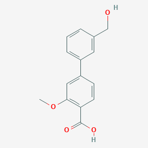 molecular formula C15H14O4 B6397698 4-(3-Hydroxymethylphenyl)-2-methoxybenzoic acid CAS No. 1261902-58-2