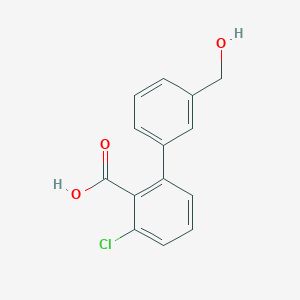 molecular formula C14H11ClO3 B6397721 6-Chloro-2-(3-hydroxymethylphenyl)benzoic acid, 95% CAS No. 1261970-30-2