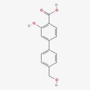 molecular formula C14H12O4 B6397774 2-Hydroxy-4-(4-hydroxymethylphenyl)benzoic acid CAS No. 1261986-57-5