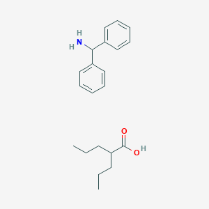 molecular formula C21H29NO2 B063980 Benzenemethanamine, alpha-phenyl-, 2-propylpentanoate CAS No. 171507-36-1