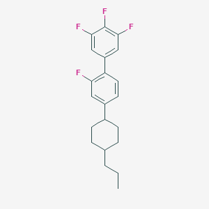 molecular formula C21H22F4 B063984 1,2,3-Trifluoro-5-[2-fluoro-4-(4-propylcyclohexyl)phenyl]benzene CAS No. 173837-35-9