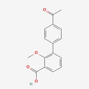 molecular formula C16H14O4 B6400499 3-(4-Acetylphenyl)-2-methoxybenzoic acid, 95% CAS No. 1261956-91-5