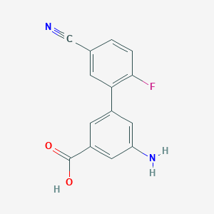 molecular formula C14H9FN2O2 B6400573 3-Amino-5-(5-cyano-2-fluorophenyl)benzoic acid, 95% CAS No. 1261966-35-1