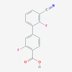 molecular formula C14H7F2NO2 B6400742 4-(3-Cyano-2-fluorophenyl)-2-fluorobenzoic acid, 95% CAS No. 1261992-19-1