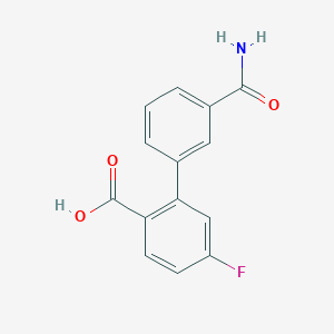 molecular formula C14H10FNO3 B6400877 2-(3-Aminocarbonylphenyl)-4-fluorobenzoic acid, 95% CAS No. 1261966-76-0