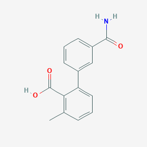 molecular formula C15H13NO3 B6400921 2-(3-Aminocarbonylphenyl)-6-methylbenzoic acid CAS No. 1262006-18-7