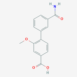 molecular formula C15H13NO4 B6400931 4-(3-Aminocarbonylphenyl)-3-methoxybenzoic acid CAS No. 1261967-30-9