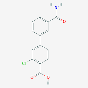 molecular formula C14H10ClNO3 B6400944 4-(3-Aminocarbonylphenyl)-2-chlorobenzoic acid, 95% CAS No. 1261975-27-2