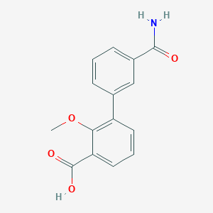 molecular formula C15H13NO4 B6400952 3-(3-Aminocarbonylphenyl)-2-methoxybenzoic acid CAS No. 1261893-94-0