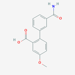 molecular formula C15H13NO4 B6400985 2-(3-Aminocarbonylphenyl)-5-methoxybenzoic acid, 95% CAS No. 1261975-17-0