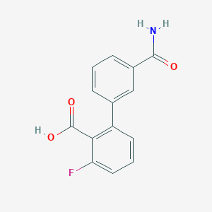 molecular formula C14H10FNO3 B6400988 2-(3-Aminocarbonylphenyl)-6-fluorobenzoic acid, 95% CAS No. 1261967-19-4