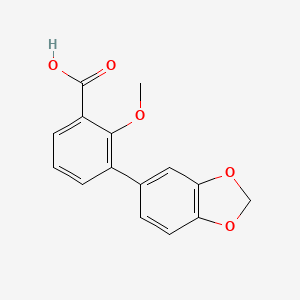 molecular formula C15H12O5 B6401224 2-Methoxy-3-(3,4-methylenedioxyphenyl)benzoic acid CAS No. 1261992-56-6